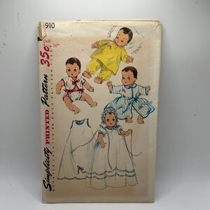 Vintage Simplicity Doll Clothing Pattern Set - Yellow, Red, Blue, White